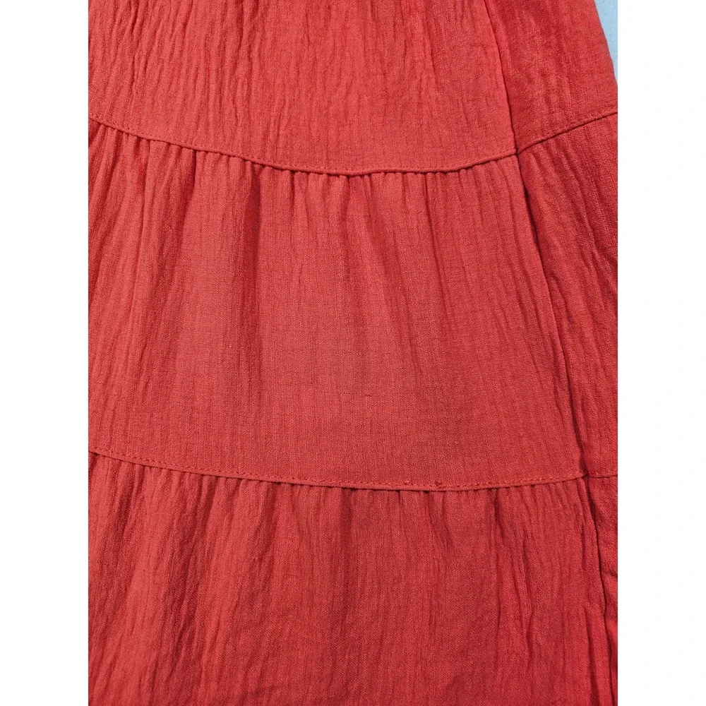Max Studio Coral Textured Tiered Sleeveless V-Neck Maxi Dress Lg Boho Summer